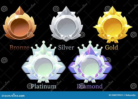 Vector Awards Medals Gold, Silver, Bronze, Platinum and Diamond. Stock Vector - Illustration of ...