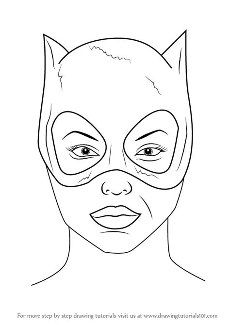 Learn How to Draw Catwoman Face (Catwoman) Step by Step : Drawing Tutorials