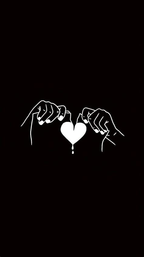 Black Line Emoji Art, Torn White Heart, black background, art work, HD ...