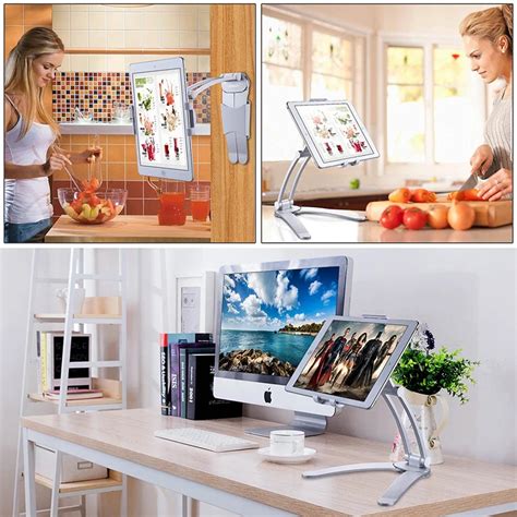 Wall Mount Tablet Wall Mount Holder Hang Bracket Screen 360 Degree Rotation Desktop Tablets ...