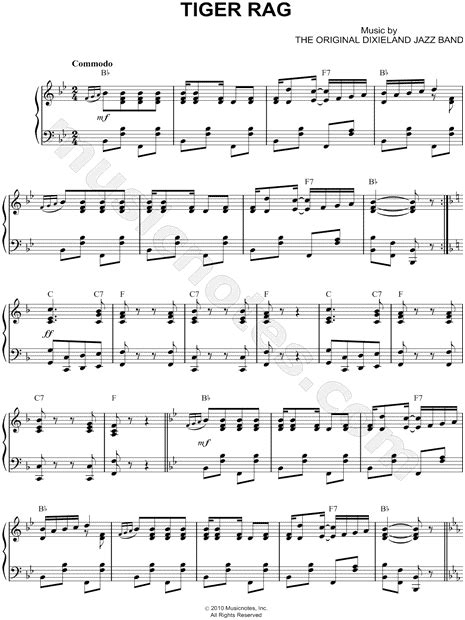 Print and download Tiger Rag sheet music composed by The Original Dixieland Jazz Band arranged ...