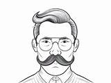 Mustache Trend Adult Coloring  Page sketch template
