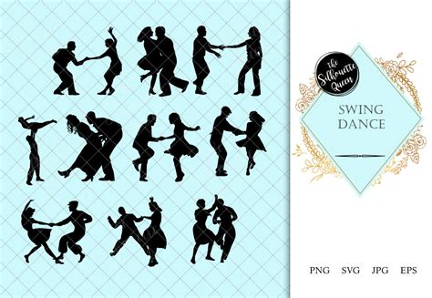 Swing Dance Silhouette Vector By The Silhouette Queen | TheHungryJPEG