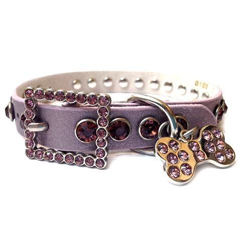 Purple Leather Dog Collar with a Row of High Quality Purple Rhinestones, Size XS - Walmart.com