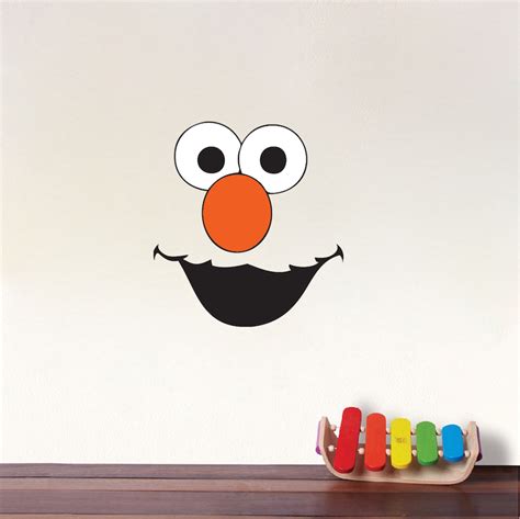 Elmo Face Kids Wall Decals - Elmo Bedrom Sticker Mural - Elmo Monster Sesame Street Wall Design ...