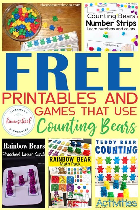 FREE Printables & Games that Use Counting Bears - Homeschool Giveaways