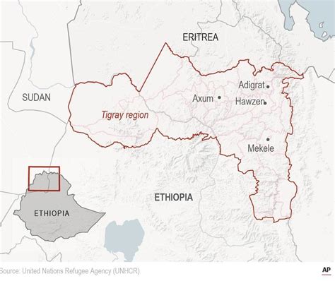 A map showing the Tigray region of Ethiopia