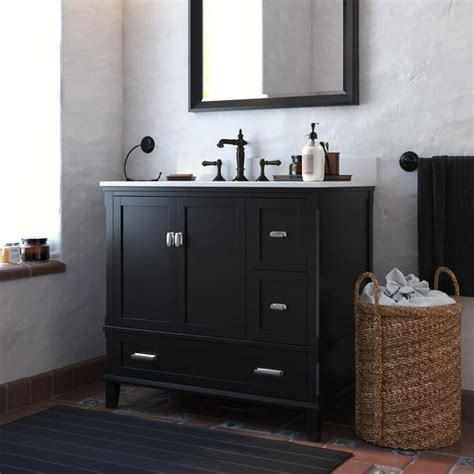 Dorel Living Otum 36 Inch Bathroom Vanity with Sink, Black Wood ...