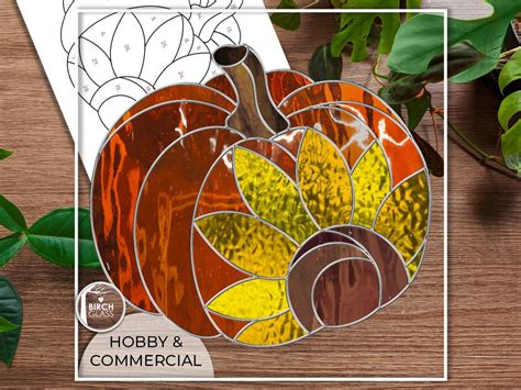 PATTERN Sunflower Pumpkin Stained Glass Pattern PDF Digital Download Spooky Pumpkin Fall Jack O ...