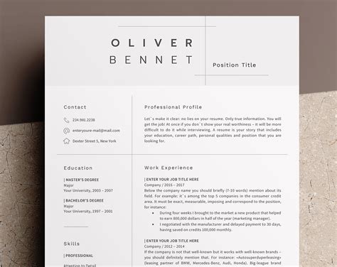 Minimalist Resume Template Word Free | Resume Template