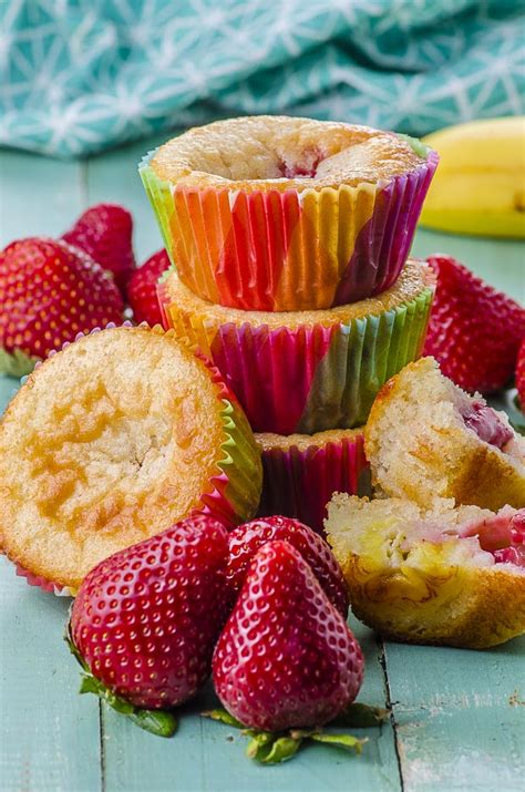 Strawberry Banana Yogurt Muffins - May I Have That Recipe