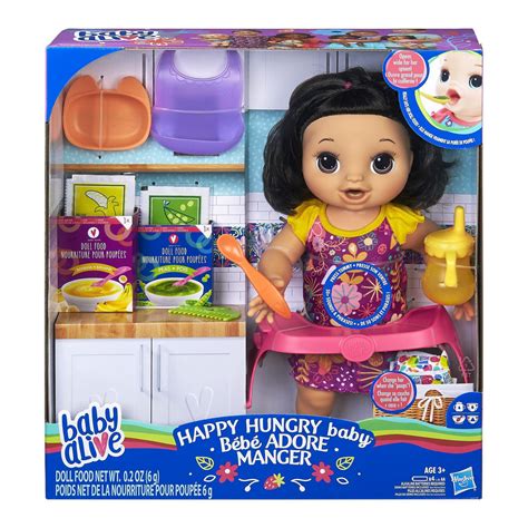 Baby Alive Happy Hungry Baby Black Straight Hair Doll-Bilingual ...