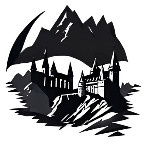 Hogwarts Castle Black and White · Creative Fabrica