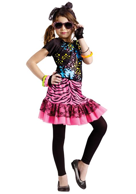 80s Girls Pop Party Costume - Kids 1980s Costumes, Halloween Costumes