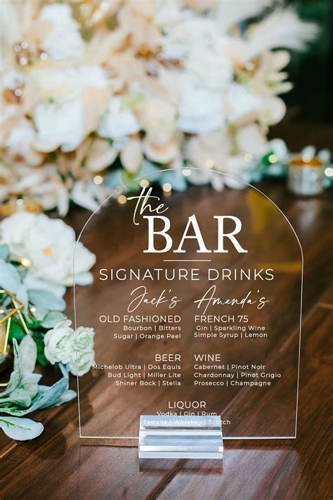 ARCH Bar Menu Signature Cocktails Custom Clear Glass Look - Etsy