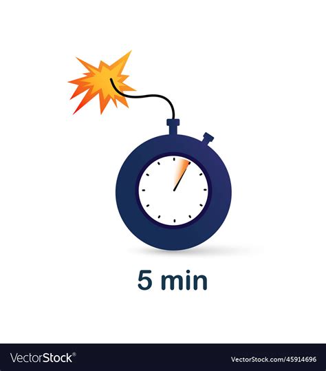 5 minute clock bomb Royalty Free Vector Image - VectorStock