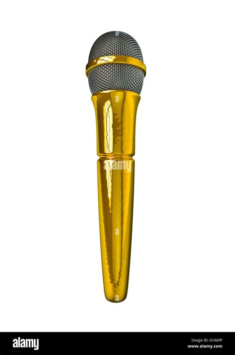 Microphone singer gold / 3D render golden of microphone Stock Photo - Alamy