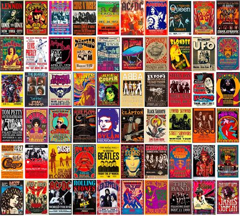 Amazon.com: WOONKIT 60 PC Vintage Rock Band Posters, 70s 80s 90s Retro ...