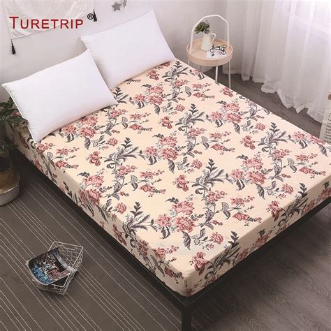 Turetrip Printed Mattress Protector Fitted Sheet Dust Mites Waterproof Mattress Cover For Bed ...