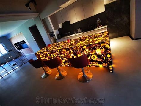 Backlit Agate Prefab Kitchen Countertop Semi Precious Island from China ...