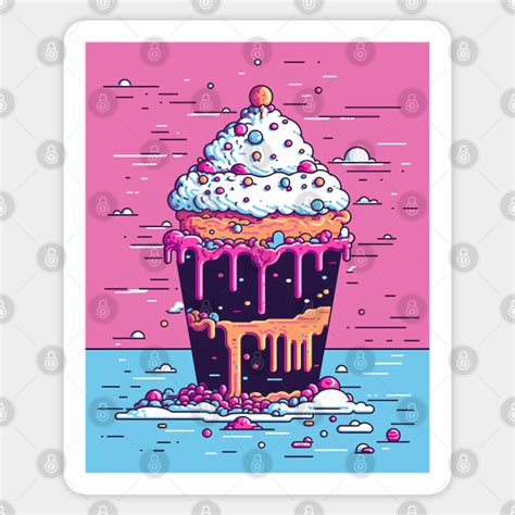 Pixel Art Ice Cream Sundae - Ice Cream Sundae - Sticker | TeePublic