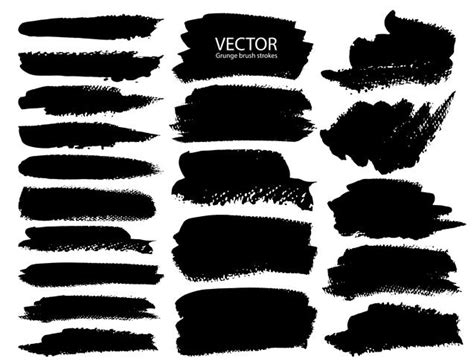 Set of brush strokes, Black ink grunge brush strokes. Vector ...