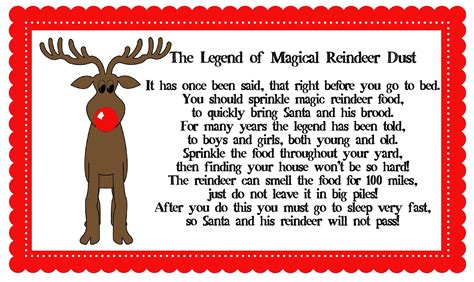 Reindeer Dust Poem Printable - Printable Calendars AT A GLANCE