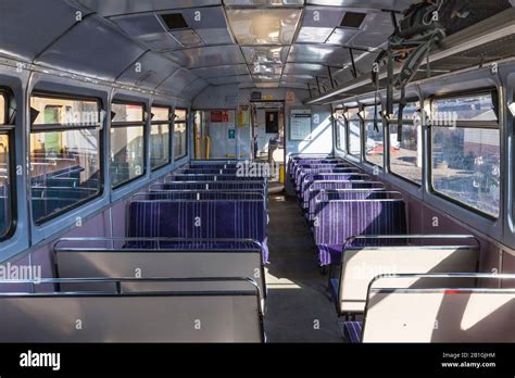 Interior of former Northern rail class 142 pacer train 142060 showing ...