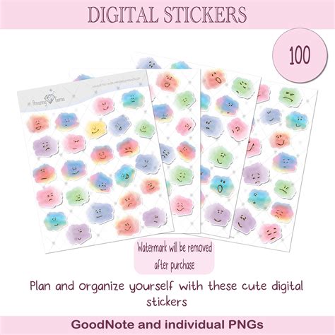 Mood Digital Stickers Emoticon Stickers Pre-cropped for - Etsy