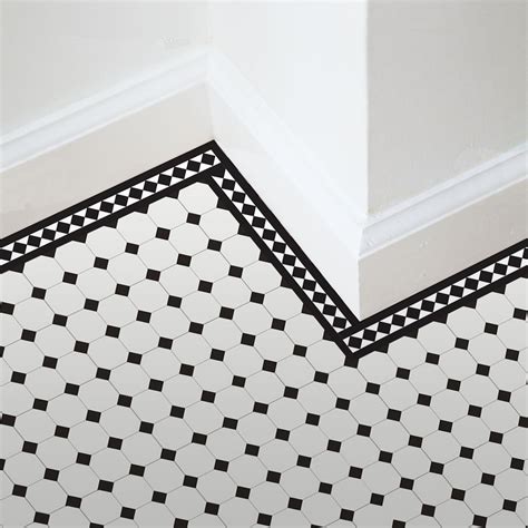 Barton 100 White/Black - Olde English Geometric Floor Tiles | Black and ...