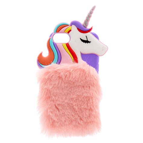 Rainbow Unicorn Faux Fur Phone Case | Claire's