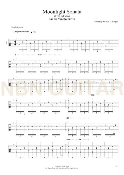 Moonlight Sonata Guitar Tab | Free Guitar Tabs | NBN Guitar — NBN Guitar | Guitar tabs ...