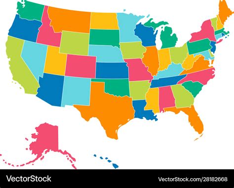 United states - simple bright colors political map