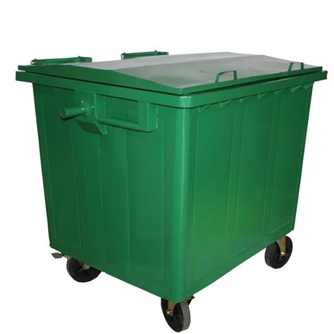 1100l Galvanized Steel Garbage Bin Container With Wheels And Lid For ...