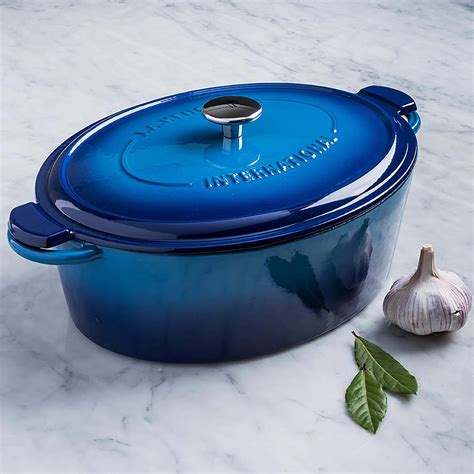 Henckels Enamel Cast Iron Oval Dutch Oven (6L, Blue) | Kitchen Stuff Plus