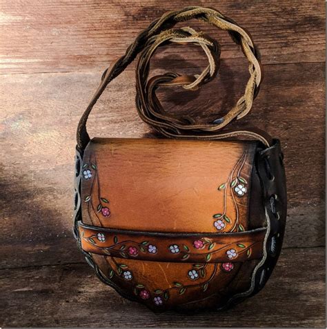 Vintage Boho Brown Leather Bag Styles With Floral Work