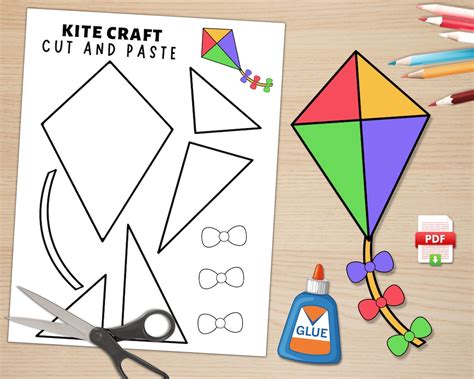 Kite Craft for Kids Spring Activities Build a Kite Cut and Paste Kite ...