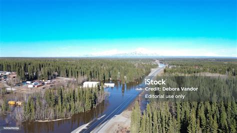 Overview Of The Flooding In The Town Of Glennallen Alaska On The Main ...