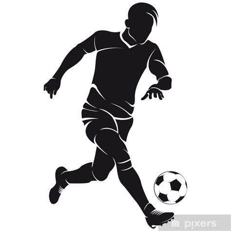 Vector football (soccer) player silhouette with ball isolated Sticker ...