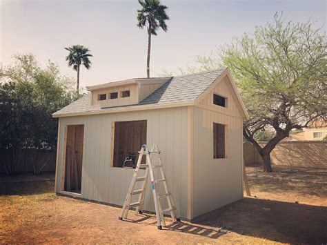 Tuff shed My very own (in progress) art studio 😊 10’ x 16’ with almost 12’ ceiling and a loft ...