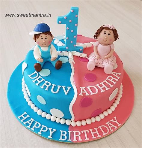 Twin boy girl cake - Decorated Cake by Sweet Mantra - - CakesDecor