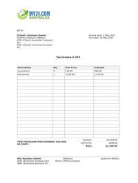 Australian Tax Invoice Template Excel