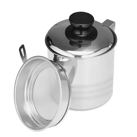 Uarter 1200ml Superior Oil Strainer Pot Food grade Grease Container Stainless Steel Oil Can with ...