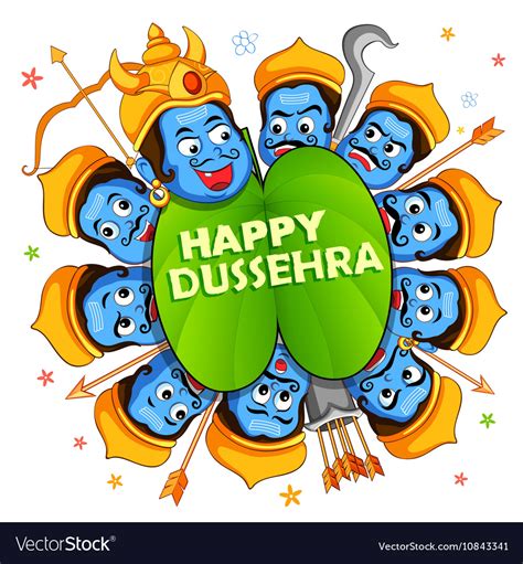 Ravana with ten heads for dussehra Royalty Free Vector Image