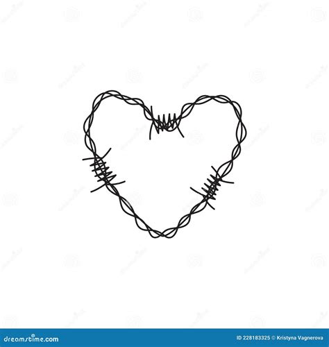 Barbed Wire Heart Love Shape Vector Drawing Stock Vector - Illustration ...