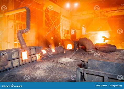 Steel Mills Molten Iron Smelting Furnace Stock Image - Image of molten, dangerous: 58780531