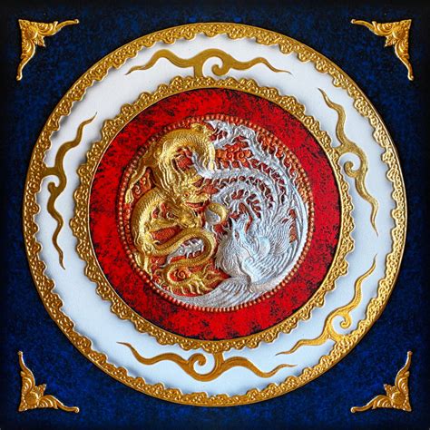 3D Dragon and Phoenix Asian Painting - Original Art For Sale