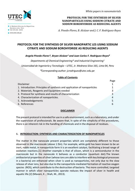 (PDF) Protocol for the synthesis of silver nanoparticles using sodium citrate and sodium ...