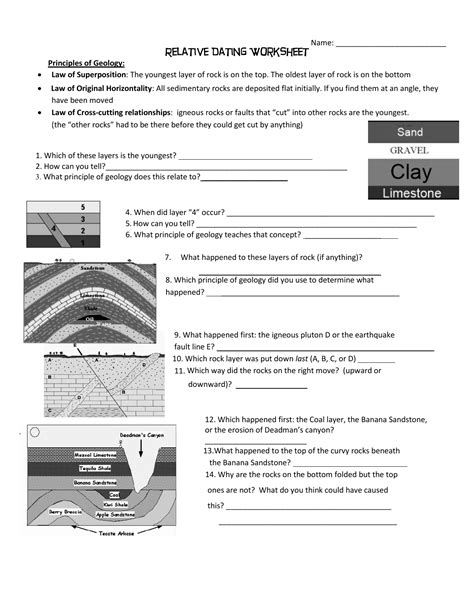 Relative Dating Worksheet Answer Key - Wordworksheet.com