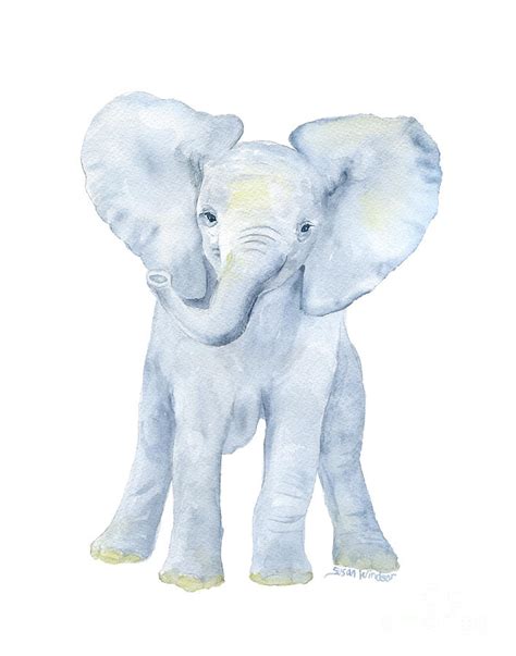 Baby Elephant Watercolor Painting by Susan Windsor - Pixels